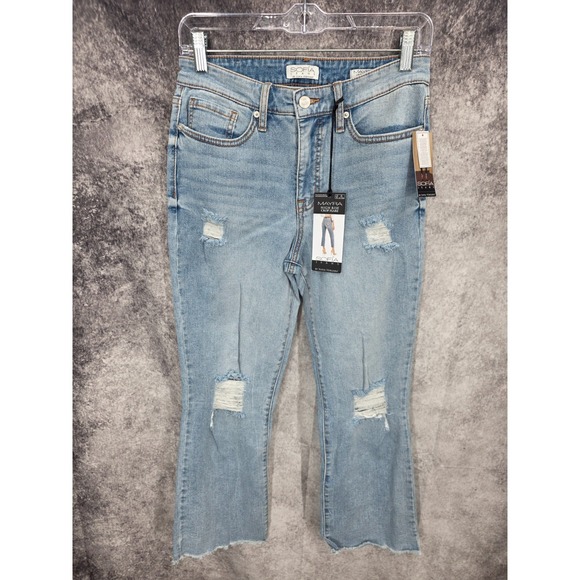 sofia by sofia vergara Denim - Sofia Jeans Womens 6 Blue High Rise‎ Cropped Flare Denim Raw Hem Distressed New